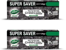 Dabur Herb'l Activated Charcoal Toothpaste 120g x 4 Fluoride Free 480g
