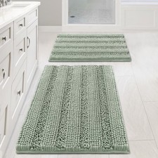 Bathroom Rugs Set of 2, Extra Thick Chenille Non-Skid Bath Mats