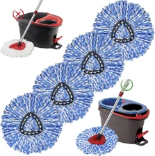 4 Pack Spin Mop Replacement Heads, Microfiber Refills Blue-4pack(2-tank)