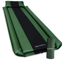  Camping Pad with Armrest & Pillow - Self-Inflating Air Mattress - Green/ Large
