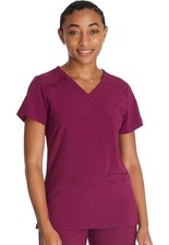 Dickies Scrubs EDS Essentials Mock Wrap Top DK625 WNPS Wine Free Ship