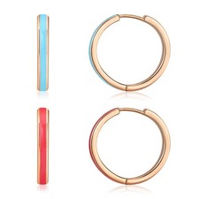 Small Gold Hoop Earrings Striped Enamel Cartilage Earrings for 2Pairs Dainty ...
