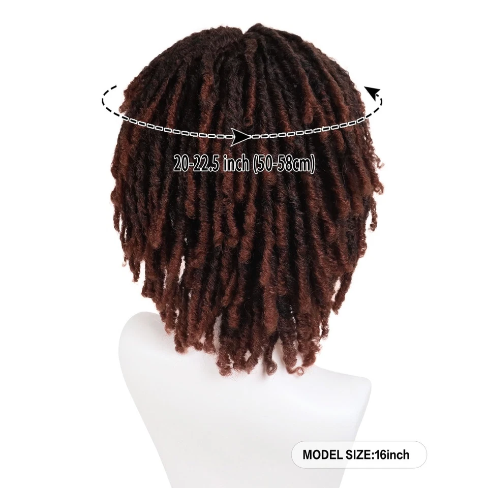 GNIMEGIL Hombres Rastas Peluca Ombre Castaño Rojizo Cabello Rizado Juegos con disfraces Masculino Rastas Falsas Loc Foto 3 de 4