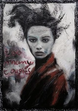 Portrait Woman - Modern Art - Oil Chalk On A4 Paper, Modern Art 