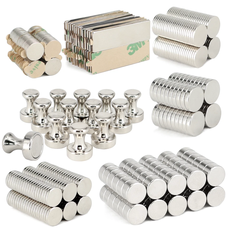 MVT MAGNETE Neodym Magnete N52 Set Magnet Scheiben Quader Selbstklebend Kegel Magnetscheiben