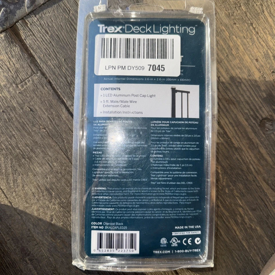 Trex Charcoal Black Aluminum  Post Cap LED Light Model BKALCAPLED25 - Image 2 of 2
