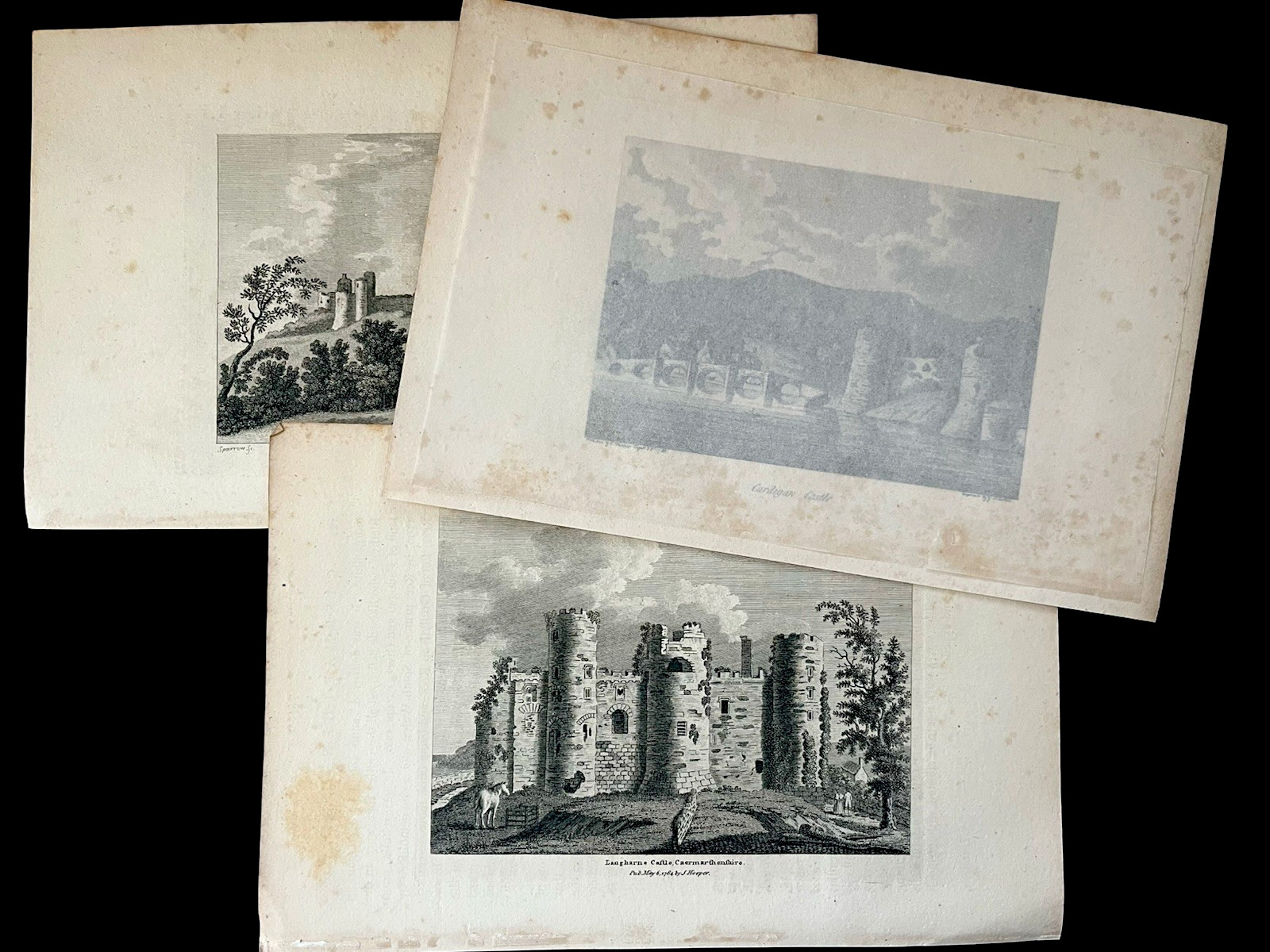 1700s Castle Engravings Lot - Antique Prints Collection from 18th Century