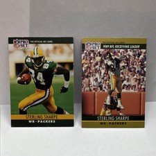 Pro Set NFL 1990 Sterling Sharpe Packers 1989 Receiving Leader 2 Card Lot