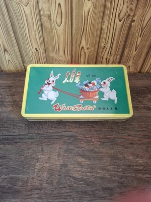 Blechdose China White Rabbit Rolls Hasen Hase Metalldose Blechschachtel DDR 