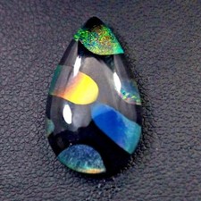 Rare 11Ct Natural Australian Black Fire Opal Doublet Gem Certified Untreated