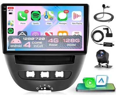 DAB+ 4+128G Für Toyota Aygo Citroen C1 Peugeot 107 Autoradio Android 15 GPS Navi