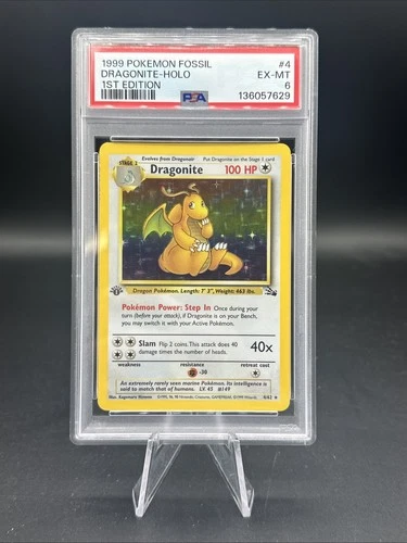 1999 Pokemon Fossil Dragonite - Holo 1st Edition #4 PSA 6