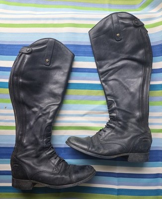 ARIAT  BLACK LEATHER ENGLISH RIDING FIELD BOOTS WOMENS 9.5B Full Calf WIDE