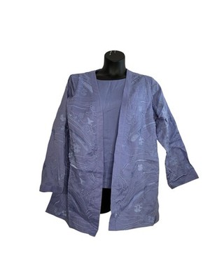 Lino USA Linen Jacket And Camisole Size 2X Periwinkle Blue Embroidered New
