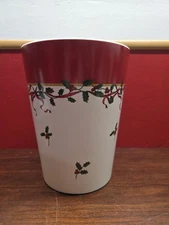 bed bath and beyond Holly Decorative Trash Can Bin Holidays Christmas EUC