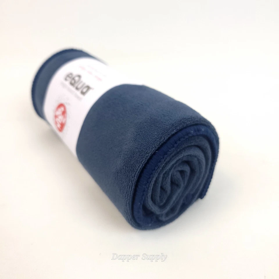 Manduka eQua Yoga Hand Towel Midnight Blue Microfiber 26.5x16" Sweat Activated - Image 2 of 4