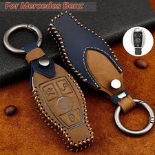 For Mercedes Benz Key Genuine Leather Case Entry Fob Skin Cover Protector Holder