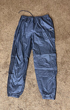 Vintage Adidas Men's XL Gray/Black Track Pants Drawstring Elastic Waist Tapered