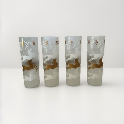 MCM Libby Cavalcade Frosted Tom Collin s Glasses Set of 4