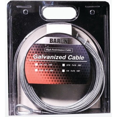 Baron 57005/50075 Aircraft Cable, 3/16 in Dia, 100 ft L, 740 lb Working Load, Ga