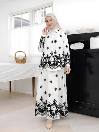 Dubai Arab Women Blouse Top Skirt Abaya 2Pcs Set Outfits Kaftan Shirt Muslim New