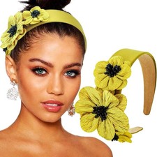 Green Flowers Headbands Turban Wide Hairband Boho 1 Count Pack of 1 ,