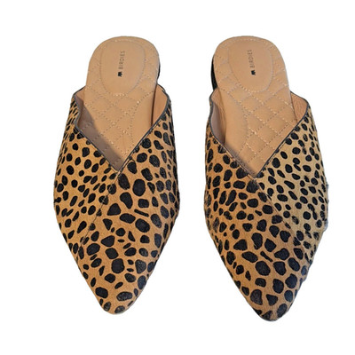 Birdies The Swan Mule Flats Womens 10.5 Leopard Calf Hair Pointed Toe Slip On