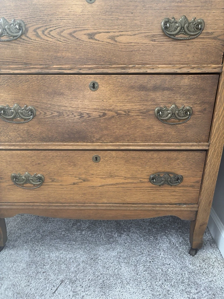 古董橡木梳妆台状况完好带镜面 — 第 3/4 张图片