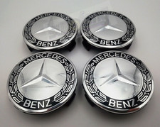 Set of 4 75mm Wheel Center Caps Hubcaps Emblem Silver Black For Mercedes Benz