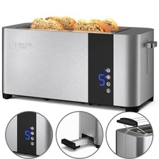 Balter Toaster 4 Scheiben Langschlitz Edelstahl Brötchenaufsatz LCD 1500W B-Ware