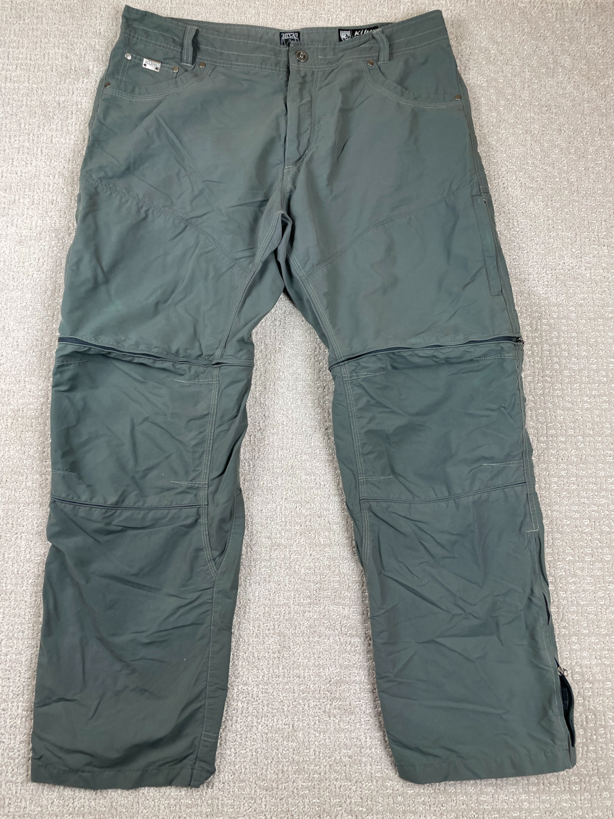 Kuhl Mens 38x32 Liberator Convertible Zip-Off Cargo Pants in Olive Green