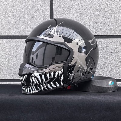 DOT Certificate Motorcycle Helmet Removable Jaw Mask Retro 3/4 Open Face Helmet