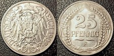 Deutschland - Wilhelm II - 25 pfennig 1909 F, Stuttgart Sup ! Km #18