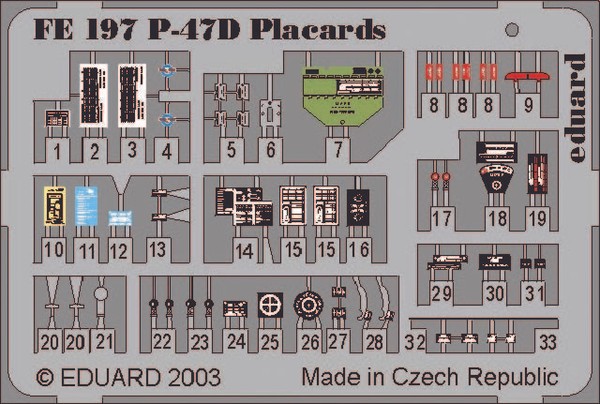 Eduard Accessories Fe197 - 1:48 P-47D Thunderbolt Placards - ÄTzsatz - Neu-image