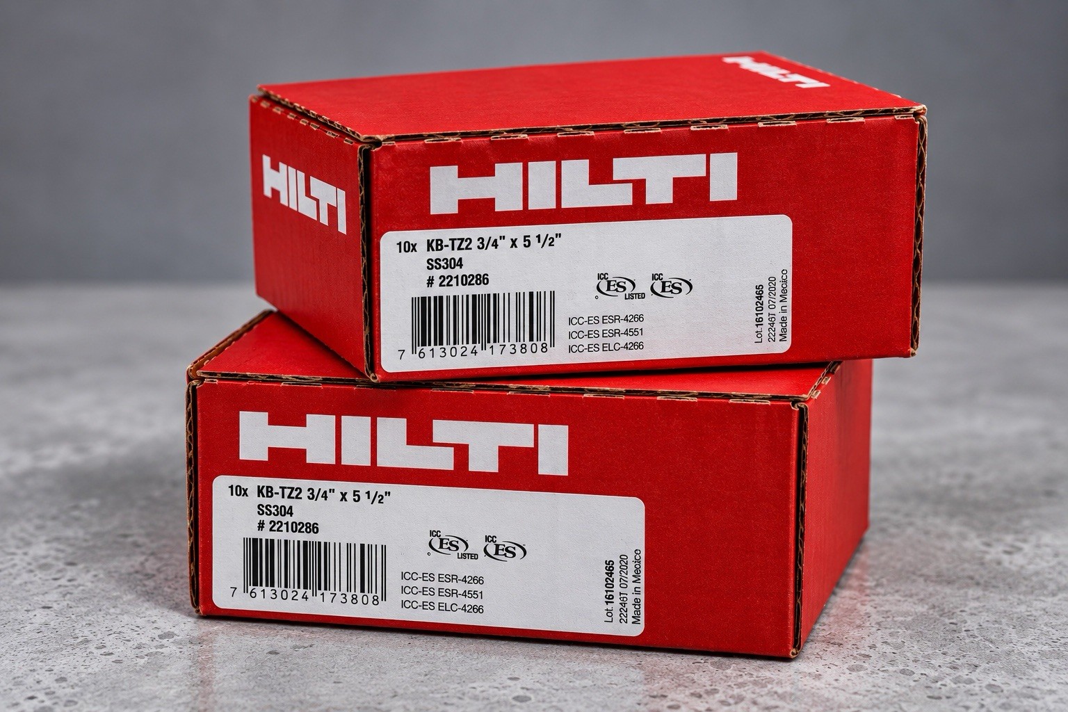 Hilti KB-TZ2 3/4" x 5-1/2" SS304 Wedge Anchor - SINGLE BOLT ONLY