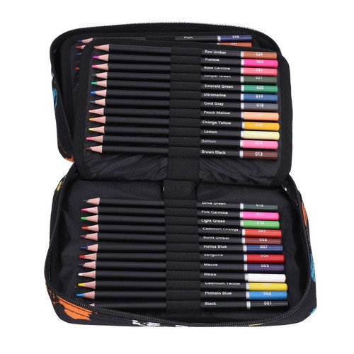 UK 72 Colored Pencils Zipper Case Set Quality Soft Core Colored Leads With Refil - Picture 21 of 24
