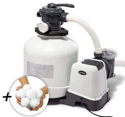 INTEX 26652GS Sand Filter Pump (12m³l/hr, to 42m³ Pool) + Filter Balls (1600g)