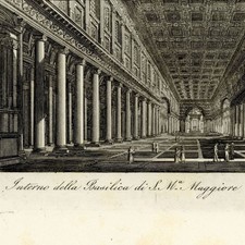 Tommaso Cuccioni Basilica di Santa Maria Maggiore veduta Roma incisione su rame XIX secolo