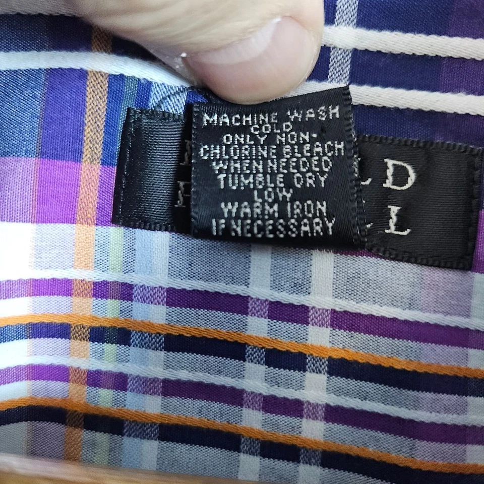 Camisa Harold Powell para hombre con botones talla M multicolor a cuadros 100 % algodón preppy Foto 4 de 4