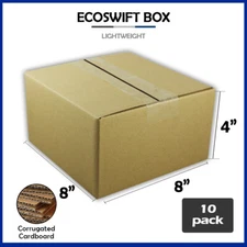 10 8x8x4 "EcoSwift" Brand Cardboard Box Packing Mailing Shipping Corrugated