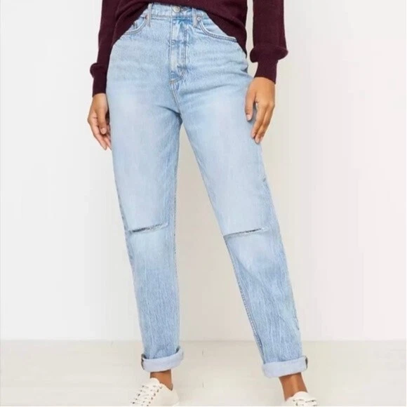 LOFT Light Wash Denim High Waist Boyfriend Jeans women's size 12