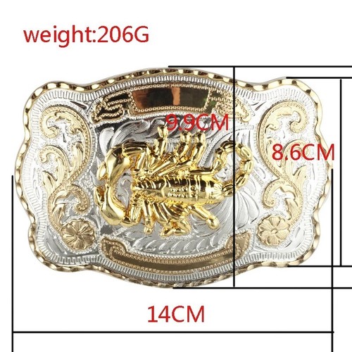 Fibbia cintura animale grande doppio colore scorpione oro per uomo lega cowboy western - Foto 9 di 34