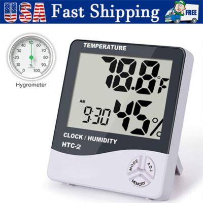 Thermometer Indoor Digital LCD Hygrometer Temperature Humidity Meter Alarm Clock