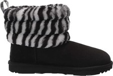 UGG Girls Fluff Mini Quilted Zebra Boot 1116116K - Black / White - Size 13