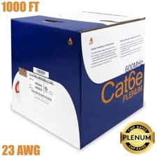 1000FT Cat6E Ethernet LAN Network CMP Plenum Cable 23AWG Copper Solid Wire Red