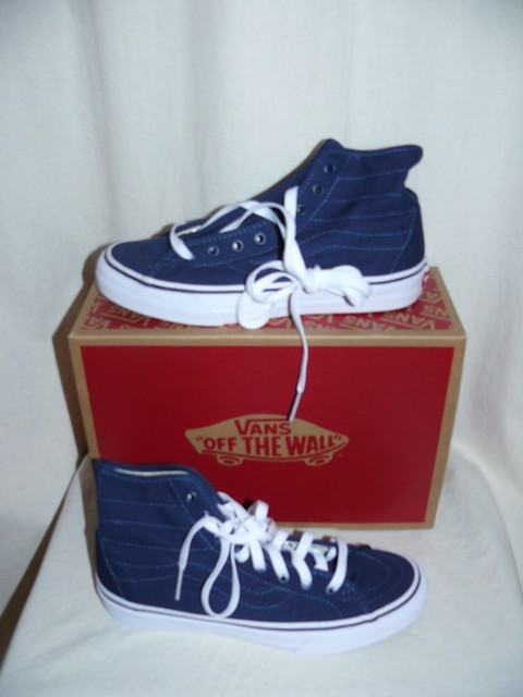 dark blue high top vans