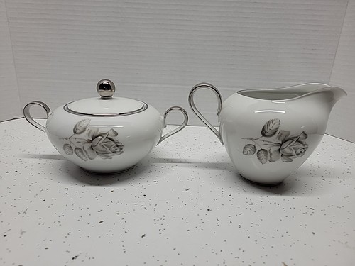 MIDNIGHT ROSE BY TOWNE Sugar Bowl & Lid / Creamer - Made In Germany - Picture 2 of 5