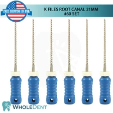 K Files Ro0t Canal 21mm Hand Endo Dental Hedstrom 6pcs Pack Reamers #60