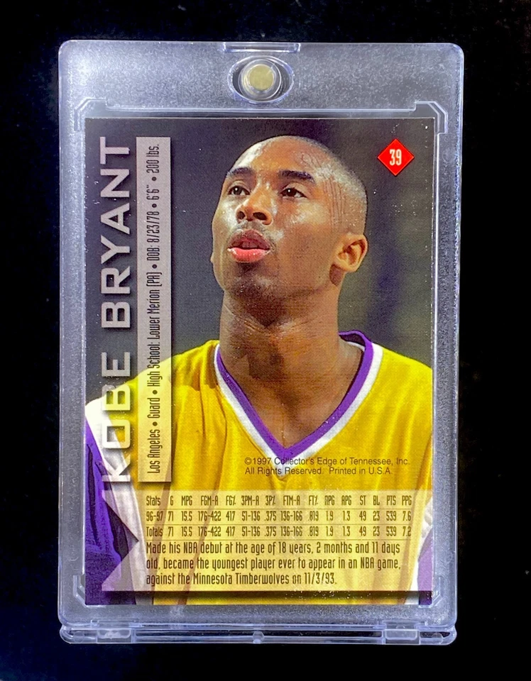 Kobe Bryant raro lámina de oro novato 1996-97 SP Edge no automático - LOS ANGELES LAKERS Foto 3 de 4