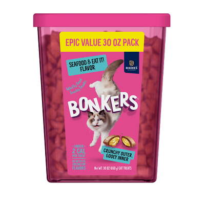 Seafood & Eat It Flavor, Crunchy & Soft Cat Snacks, Treats for Cats, 30 oz Tub